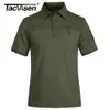 Herrpolos Tacvasen med 2 blixtlåsfickor T-shirt herrtaktiska militär kortärmad polo skjortor casual team work golf tops man kläder 230506