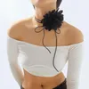 Choker Fabric Flower Strap Necklace Sexy Fashion Chocker Wax Thread Exaggerated Waist Chain