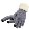 Cinq doigts gants hiver écran tactile tricoté femmes mitaines en tricot femme épais peluche poignet conduite gant