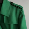 Kvinnors dike rockar Green Windbreaker Kvinnors 2023 Europeisk europeisk medellång längd Slim Fit Double Breasted for Woman Coat