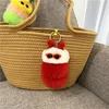 Keychains Faux Leather Fur Pompom Keychain Hair Insect Bag Pom Ball Key Chain Carpenter Worm Hanger voor vrouwen