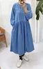 Robes décontractées Lazy Oaf Loose Denim Maxi Robe O-Cou À Manches Longues Une Ligne Vintage Printemps 2023 Coréen Robe De Mujer Grande Fat Sukienka