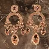 Dangle Earrings Luxury Design Shiny Rhinestone Flowers For Women Fashion Jewlery Evening Dress Statement Accessories