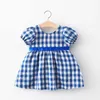 Robes de filles Summer Infant Girls Dress 17Y Style coréen né Baby Girls Blue Princess Dress Child Party Plaid Robes Kid for Clothes 230506