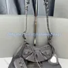 StylisHEdibags Half Moon Dumpling Bag Willow Stud Motorfietstas Fijnkorrelig krokodil patroon Leer met hartvormige make-upspiegel One-Shoulder Cross Body