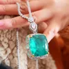 Ожерелья с подвесками KQDANCE Woman Lab Emerald Gemstone Gem For All match CZ Diamond Tennis Chain с зеленым камнем Свадебные украшения 230506