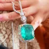 Ожерелья с подвесками KQDANCE Woman Lab Emerald Gemstone Gem For All match CZ Diamond Tennis Chain с зеленым камнем Свадебные украшения 230506