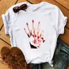 T-shirts pour femmes Hauts de vernis à ongles colorés pour femmes Funny Fashion Summer Simple Graphic