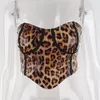 T-shirts femme mode femme imprimé léopard court dos fermeture éclair Sexy mince haut d'été col bateau Cami T-shirt