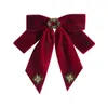 Brooches Fabric Velvet Bow Tie For Women Flower Crystal Female College Style Shirt Necktie Collar Jewelry Accessories