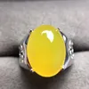 Cluster ringen herenring mooie sfeer natuurlijke chalcedony 925 zilver voelt geweldig aan in de hand