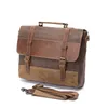 Porte-documents en toile cirée homme porte-documents Crazy Horse en cuir de travail sac à main Messenger sac Vintage Style hommes ordinateur portable avec personnalisation 230506