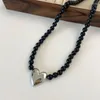 Pendentif Colliers Noir Agate Perlé Coeur Collier Mode Coréenne Pour Les Femmes Punk Grunge Bijoux Y2k Esthétique