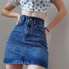 Rokken Denim Dames Retro Hoge Taille Ulzzang Studenten Dagelijks Ins Sexy Streetwear Allmatch Eenvoudige Zomer Aline Design Mini Faldas 230506