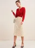 Skirts EOS2023 Summer Women Cherry Printed Wrap Midi Skirt Vintage Polka Dots French Pairs Fashion