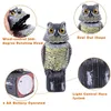 Decorative Objects Figurines Realistic Owl Scarer Garden Bird Repelling Mouse Wind Blowing 360 Degree Rotation Sounding Scarecrow Outdoor Pest Control 230506