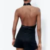 Kvinnors tankar cos LRIS 2023 Spring and Summer Fashion Sexig halsringning Knapp Stängning Backless Design Hanging Neck Collar Top 2640895