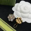 مصمم الأزياء Crystal Rhinestone Earrings Ear Stud Aretes لديها طوابع أعلى المواد النحاسية للمرأة مجوهرات حفل الزفاف