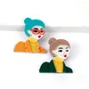 Brooches Acrylic Modern Lady Figure For Women Cartoon Wear Glasses Girl Brooch Pin Office Badges Jewelry Costume Accessories