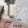 Table Mats & Pads 6/4pcs Rectangular Leaves Gilded Insulated Placemats High-end El Restaurant Dining Mat Decoration Hollowed-out PlacematMat