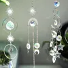 Garden Decorations 4st Silver Hanging Sun Catcher Moon Crystal Catchers Prism Glass Rainbow Maker Window Ornament Dekoration Gift 230506