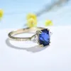 結婚指輪Kuololit 3CT Lab Grown Sapphire 585 18K14K 10K女性用イエローゴールドクッショントライアングル贅沢エンゲージメント230506