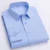 Heren -jurk shirts lange mouw heren mode elastische rimpel resistent vlakte kleur sociaal zakelijk smart casual shirt regelmatig fit