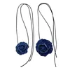Choker Salircon Vintage Denim Fabric Flower Necklace Women Fashion Lace Up Butterfly Knot Rope Chain Trend Neck Jewelry