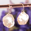 Dangle Earrings 13x16mm Natural Color Baroque Pearl Earring 18k Ear Drop Cultured Jewelry Wedding Party