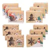 Geschenkomschakeling 12 stks Kraft Paper Candy Boxes Merry Christmas Cookie Box Clear Window Packaging Bag Party Inpakjaarspullen