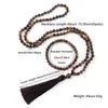 Hangende kettingen 6 mm tijger oogsteen ketting armband trendy 108 japamala kralen charme tassel handgemaakte geknoopte gebed yoga sieraden