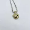 New 2023 Jewelry cute Bear Head Pendant Necklace hiphop gold beaded chain micro paved pendent shiny jewelry for women men