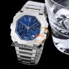 DJF OCTO Finissimo 103068 103467 Quarz Chronograph Herrenuhr Blaues Zifferblatt 42mm Titan Stahlgehäuse Armband Stoppuhr Herren Neue Uhren TWBV Timezonewatch E56C4