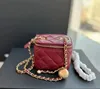 Crossbody Bags Shoulder Handbags Designer Luxury Mini Portable Box Cosmetic Lipstick Bag Sheepskin Black Ladies Fashion Small Purses Golden Ball Chain 11cm