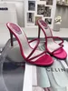 23s Designer Elegance Rene Irina Sandals Shoes Women Crystal Strap Mule Lady Slip On Black Green White High Heels Sexiga tofflor EU35-43 med låda