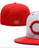 Gotowy magazyn Hurtowa wysokiej jakości męska drużyna sportowa Cincinnati Fited Caps Sox Flat Brim on Field Hats Pełny zamknięty rozmiar 7- Rozmiar 8 Dopasowane baseball Gorra Casquette