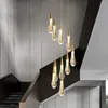 Подвесные лампы светодиодные лампы Light роскошная северная хрустальная лестница в комнате зал интерьер интерьер домашний декор