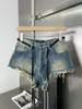 Women's Shorts Thin Belt Retro Old Fringed Denim Casual Fashion 2023 Summer