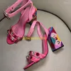 Sandalen Crystal Chunky Heel Vorne Hinten Riemen Bonbonfarbe Ausgeschnitten Open Toe Sommer Damen Schuhe Ankünfte Mode Luxus Sandale