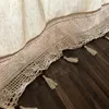 Janela de linho de algodão de cortina para sala de estar Grécia Vintage Quarto com crochê tassel rústico oco