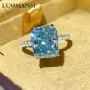 Anéis de casamento Luomansi 2ct 3ct 5 quilates baguete de céu azul anel 100 diamante testado S925 Silver Women Spris