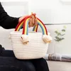 Borse portaoggetti Simpatici cosmetici tessuti a mano in cotone lavorato a maglia Organizzatore per trucco da donna Accessori da viaggio portatili Cestino da picnic