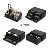 Storage Boxes Black Makeup Brush Organizer Acrylic Cosmetic Drawers And Jewelry Display Box With 12
