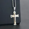 Pendentif Colliers Hommes Croix Collier Argent Couleur En Acier Inoxydable Lien Chaîne 2023 Hip Hop Mâle Bijoux Qualité MN211