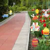 Dekorativa föremål Figurer 8pcsset Easter Rabbit Carrot Egg Lawn Stakes Yard Signs Decorations Outdoor Garden Selling In Stock 230506