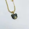 New 2023 Jewelry cute Bear Head Pendant Necklace hiphop gold beaded chain micro paved pendent shiny jewelry for women men