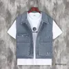 Chalecos para hombres Primavera Verano Sin mangas Chaqueta de mezclilla Chaleco de herramientas Hombres Jeans sueltos Chaleco Moda coreana Abrigo de carga juvenil Multi bolsillo azul 230506