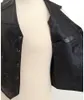 Gilet da uomo Gilet da motociclista in pelle nera di alta qualità Gilet da uomo Patchwork in pelle di pecora