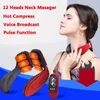 Back Massager Electric neck massager 12 head 15 gear 12 model heating high-frequency vibration massage machine 230506