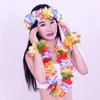 Decorative Flowers 4Pcs/Set Hawaiian Lei Classic Decorations Necklace Bracelets Kit Fabric Garland Headband